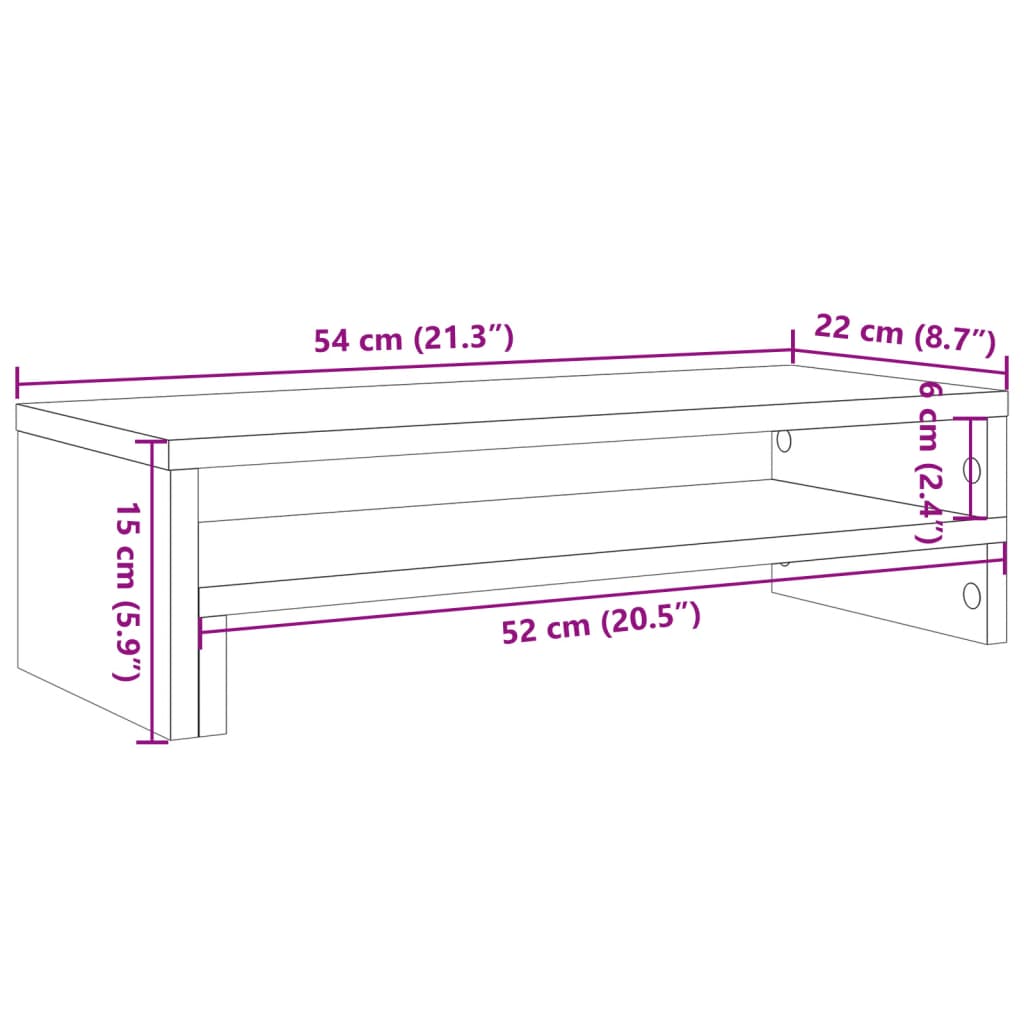 Stalak za monitor bijeli 54 x 22 x 15 cm od konstruiranog drva