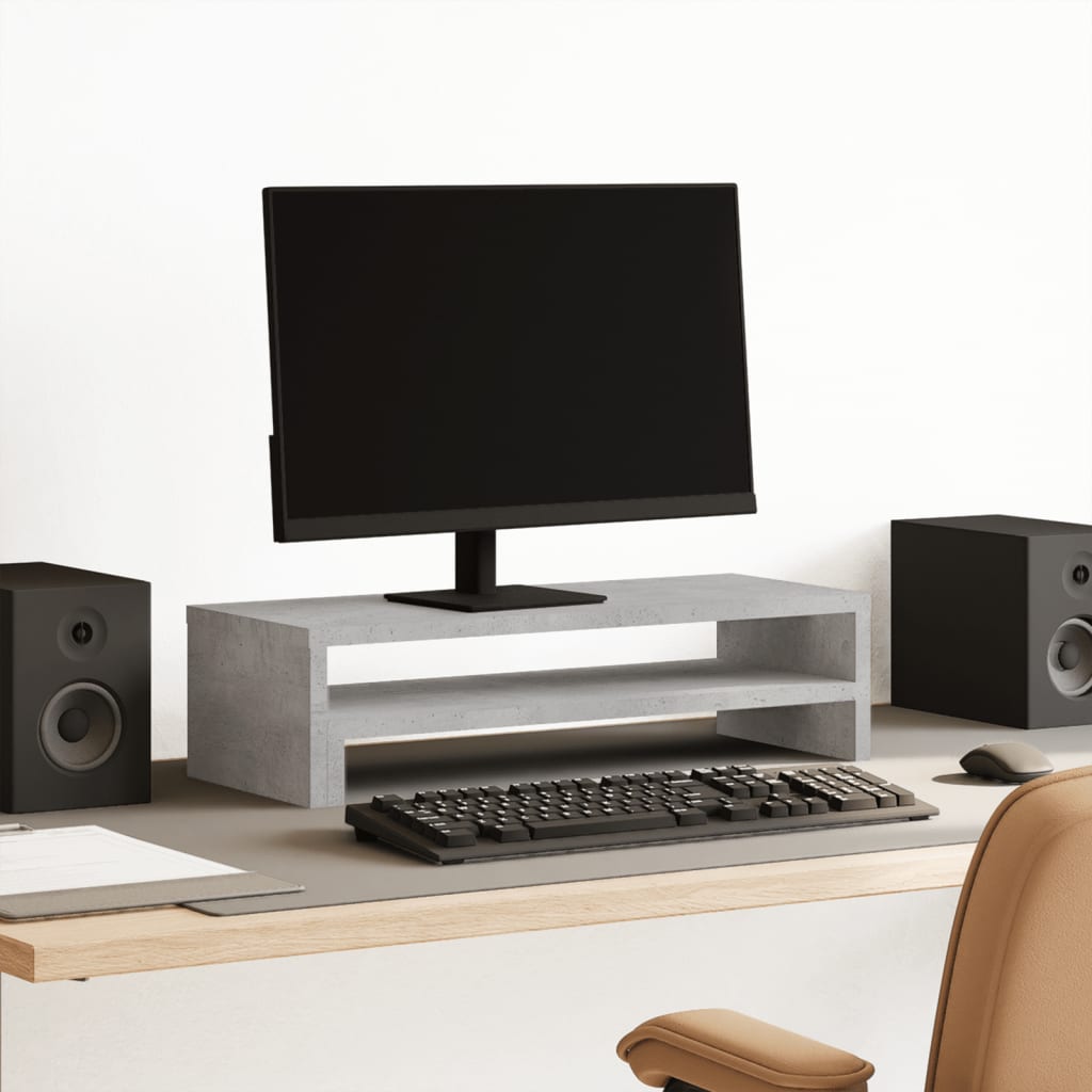 Stalak za monitor siva boja betona 54x22x15 cm drveni