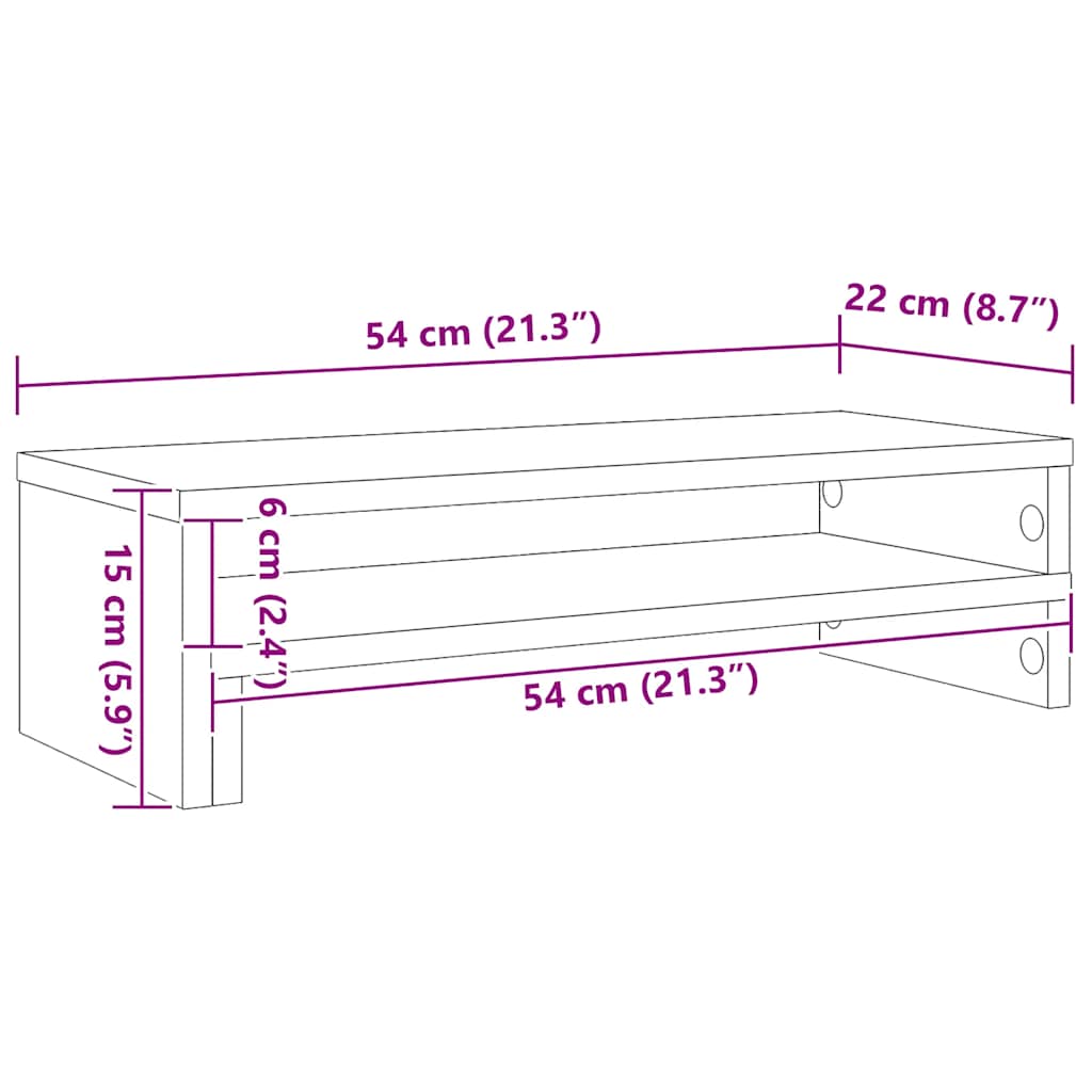 Stalak za monitor boja hrasta 54x22x15 cm konstruirano drvo