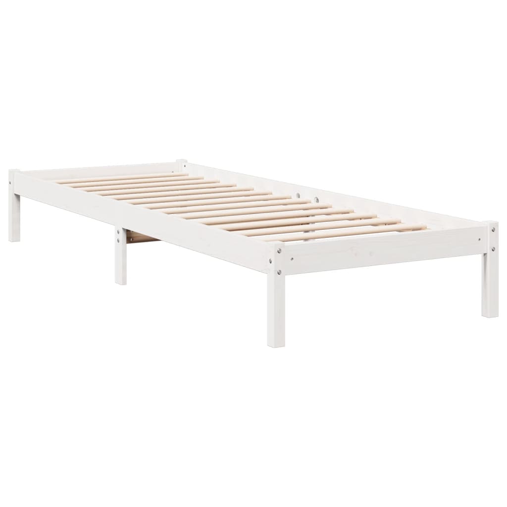 Okvir kreveta bez madraca bijeli 80 x 210 cm masivna borovina