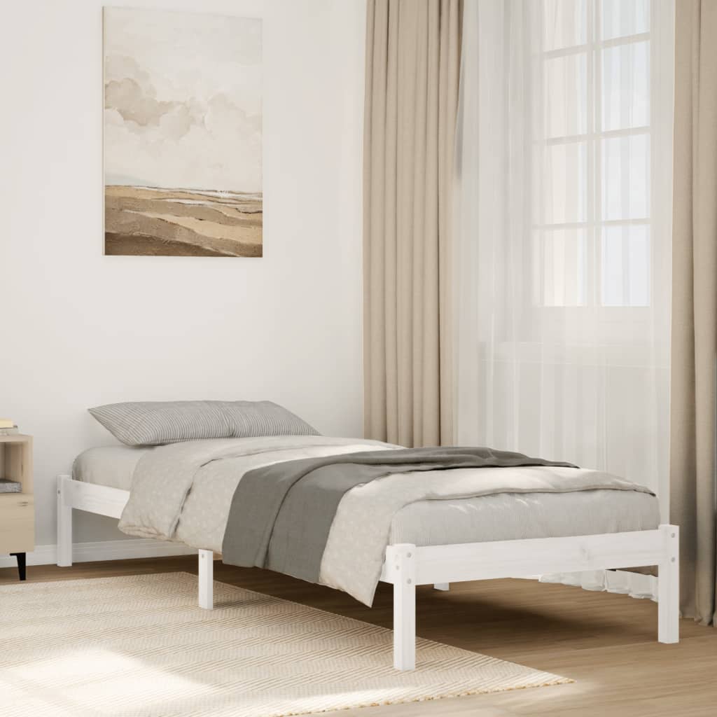 Okvir kreveta bez madraca bijeli 80 x 210 cm masivna borovina