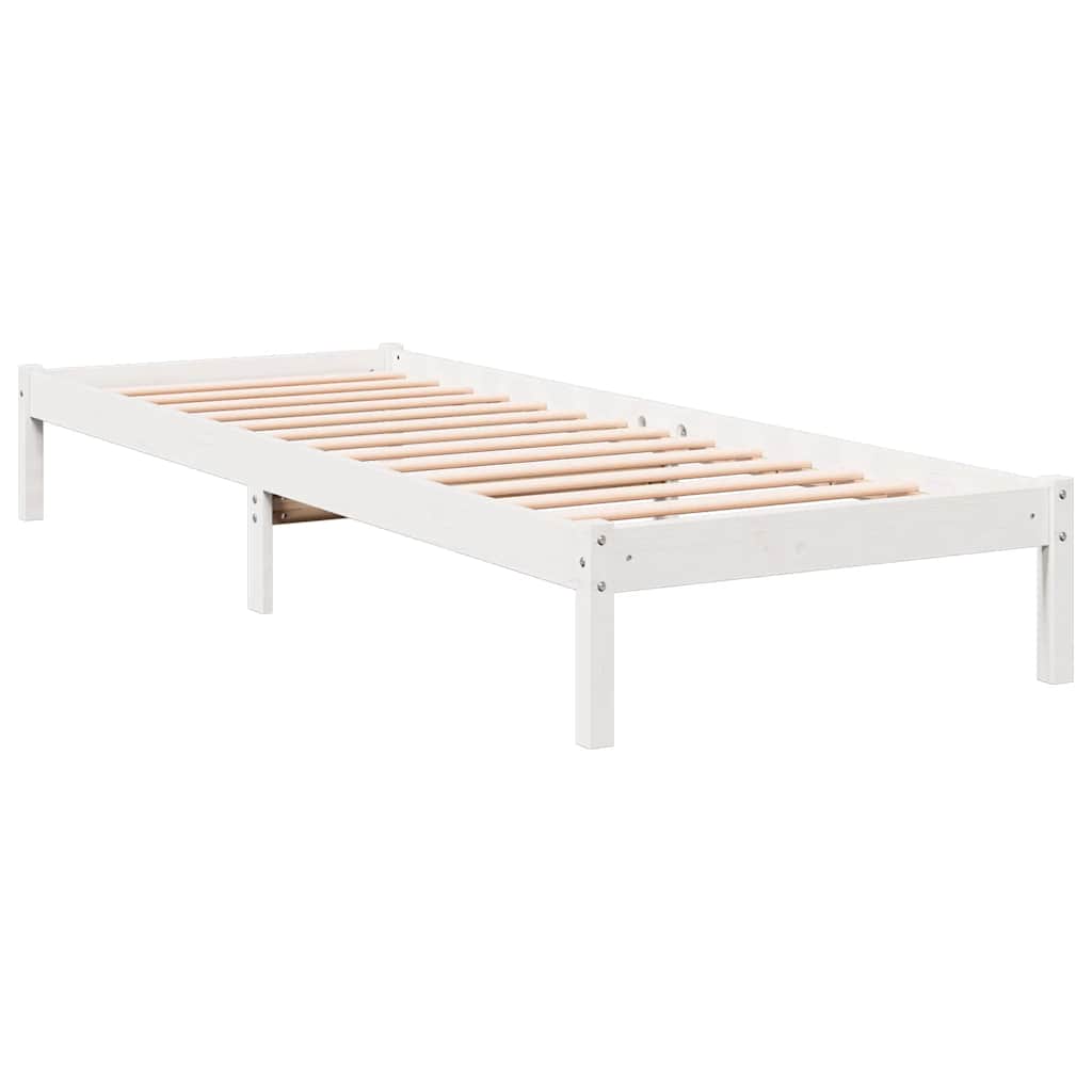 Okvir kreveta bez madraca bijeli 90x210 cm masivna borovina