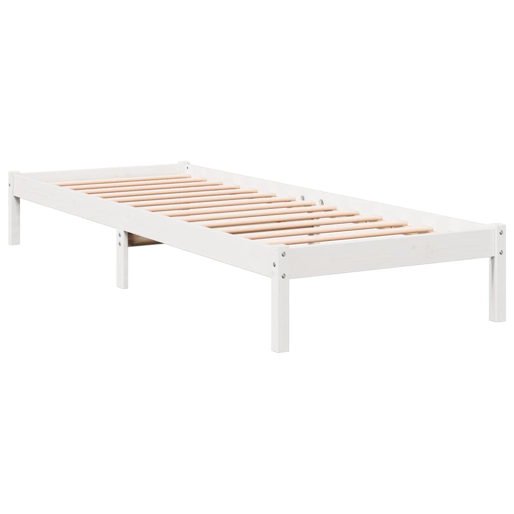 Okvir kreveta bez madraca bijeli 90 x 220 cm masivna borovina