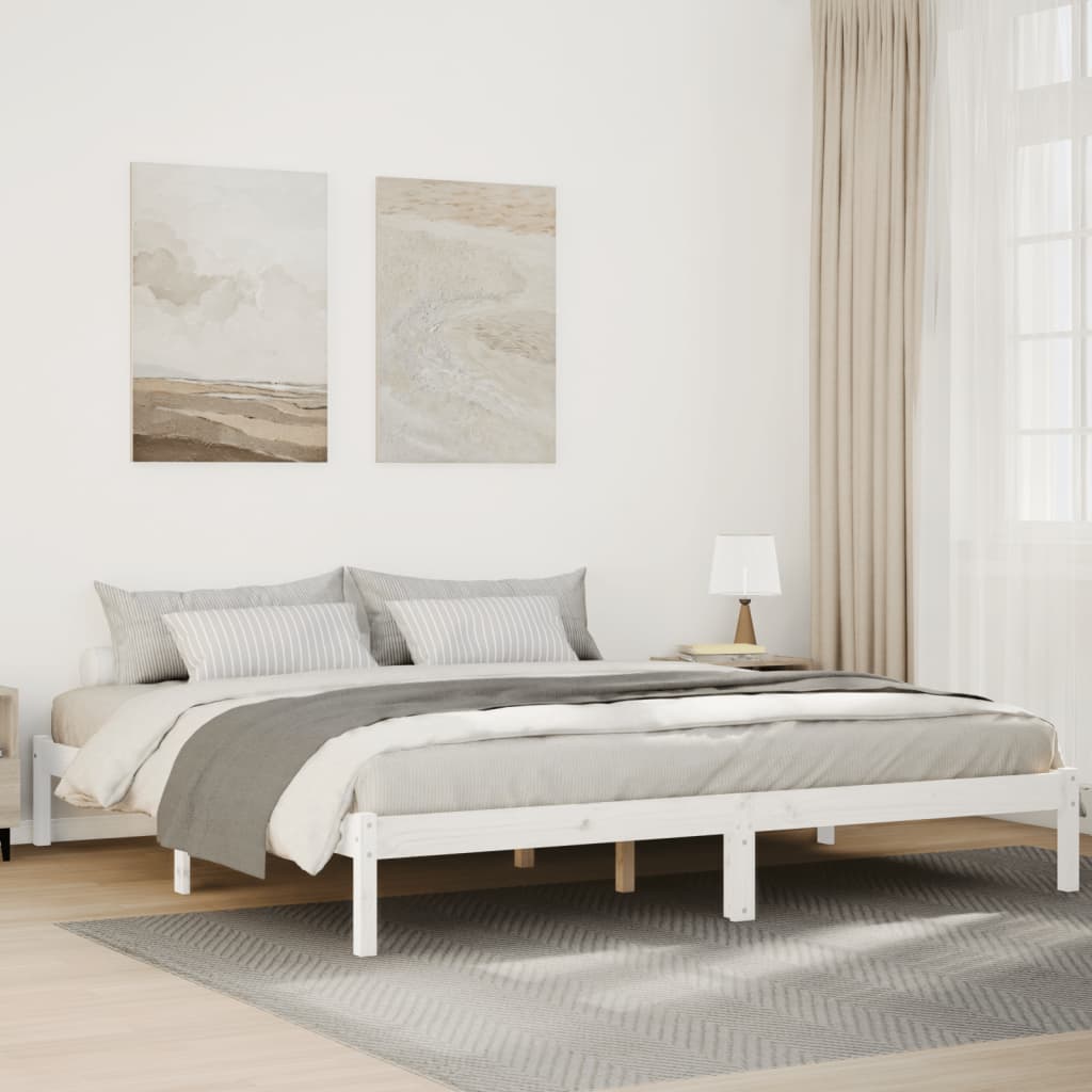 Dugi okvir kreveta bez madraca bijeli 180 x 220 cm od borovine