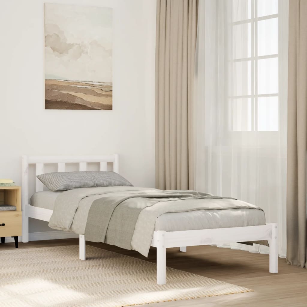 Okvir kreveta bez madraca bijeli 80 x 220 cm masivna borovina