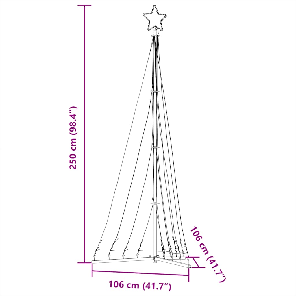 LED božićno drvce 447 LED hladno bijelo 250 cm