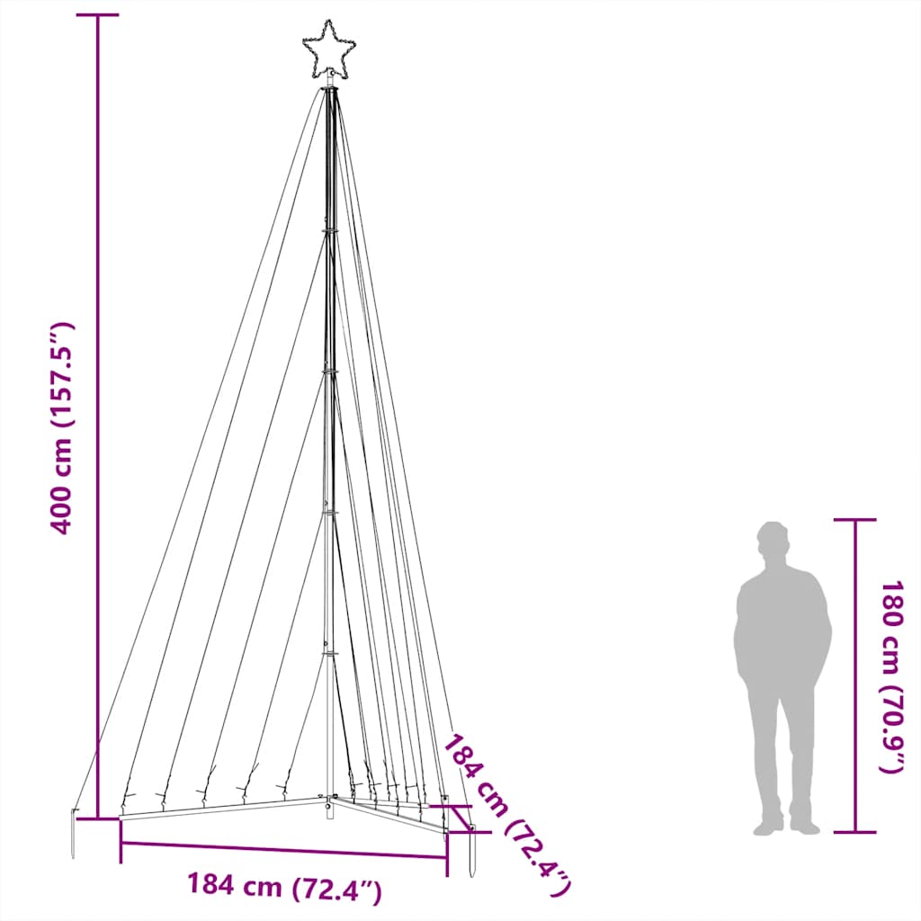 LED božićno drvce 570 LED toplo bijelo 399 cm