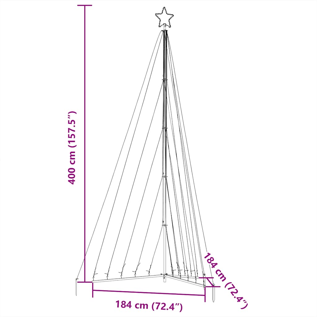 LED božićno drvce 570 LED toplo bijelo 399 cm