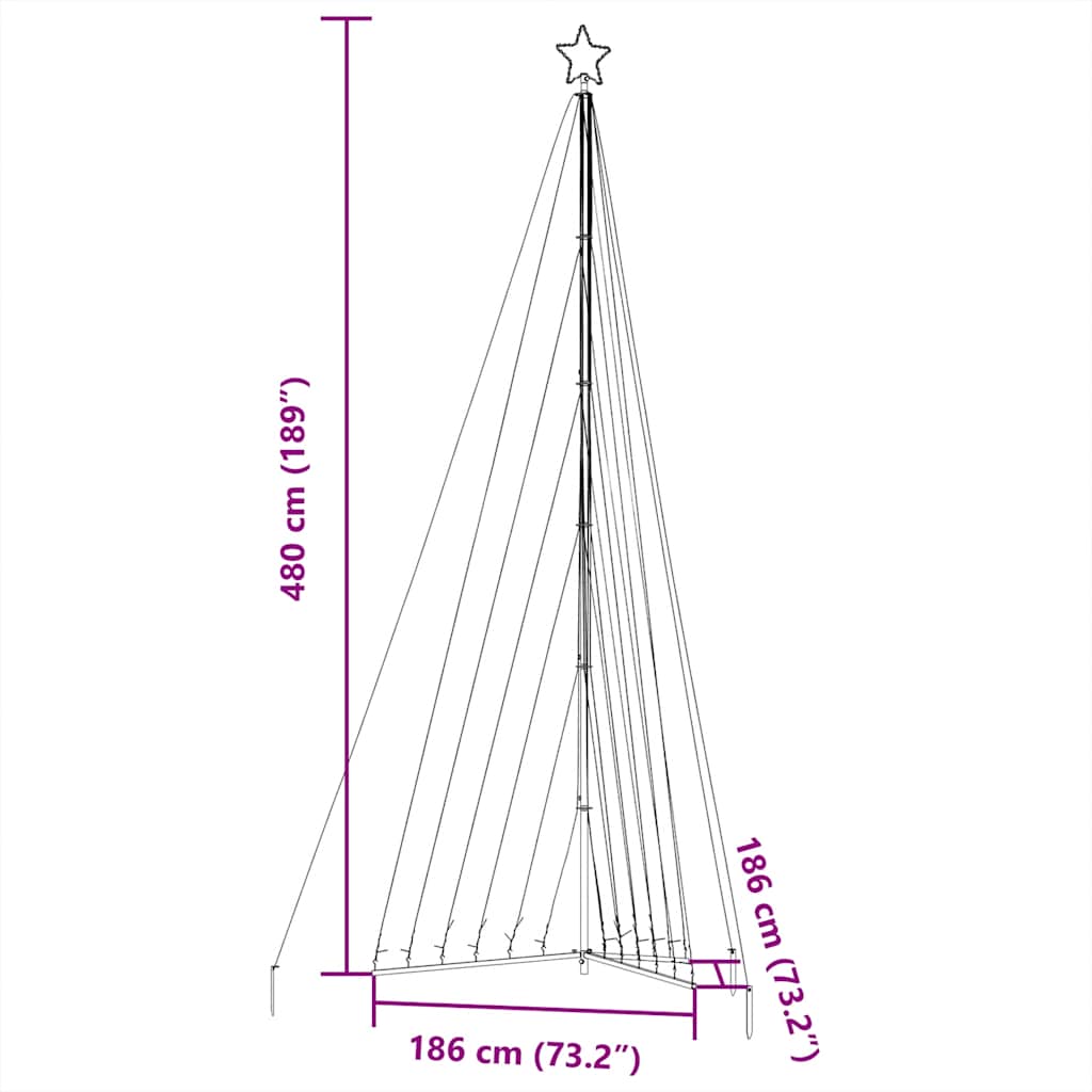 LED božićno drvce 789 LED šarenih 476 cm