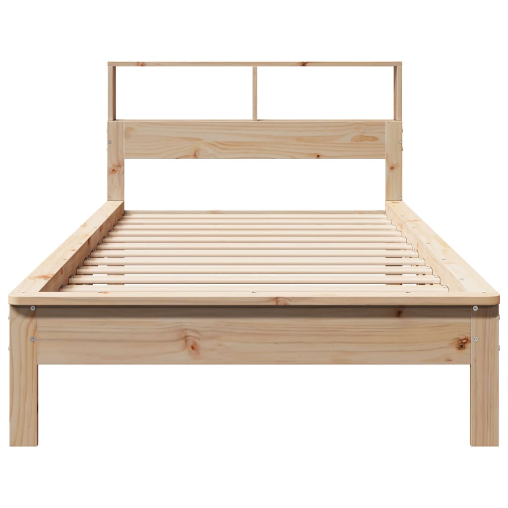 Krevet s regalom za knjige bez madraca 90x200 cm od borovine