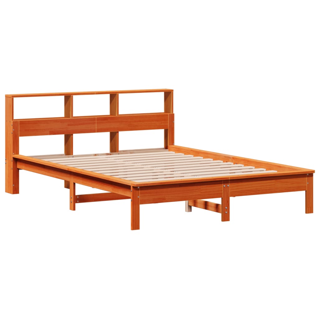 Krevet s regalom za knjige bez madraca 120 x 190 cm od borovine