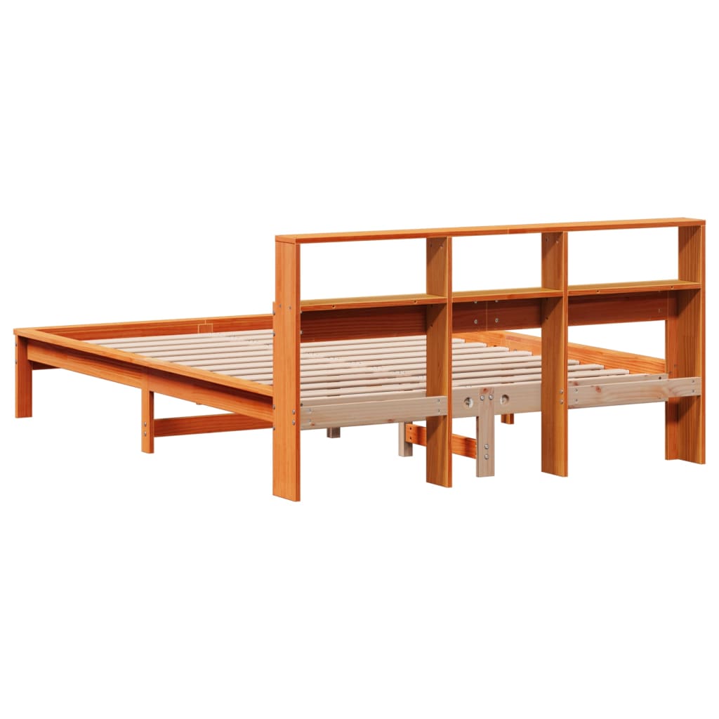 Krevet s regalom za knjige bez madraca 120 x 190 cm od borovine