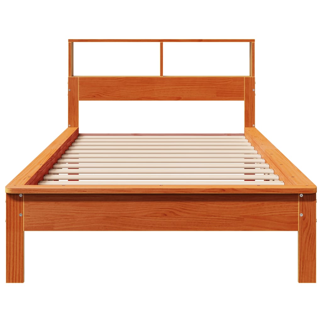 Krevet s regalom za knjige bez madraca 90 x 190 cm od borovine