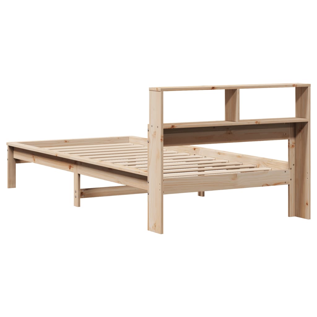 Krevet s regalom za knjige bez madraca 75x190 cm borovina