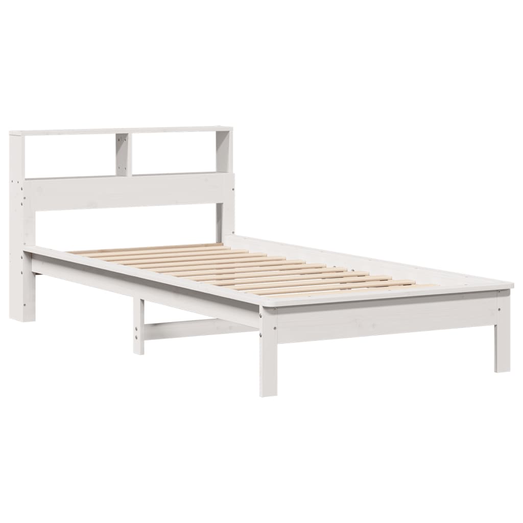 Krevet s regalom za knjige bez madraca bijeli 75x190cm borovina