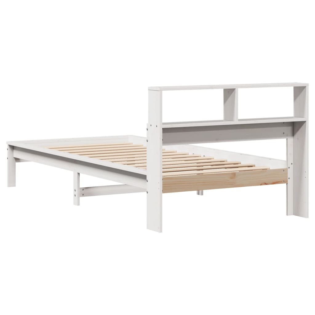 Krevet s regalom za knjige bez madraca bijeli 75x190cm borovina