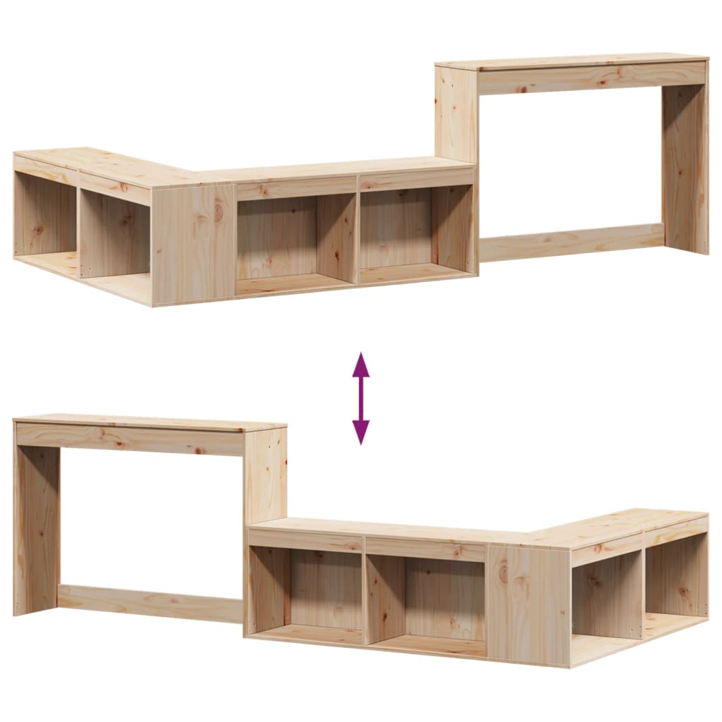 Noćni ormarić s radnim stolom 232x122x75 cm Masivno drvo Bor