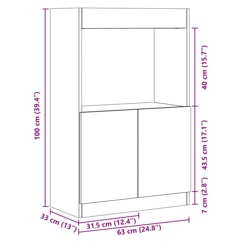 Visoka komoda bijela 63x33x100 cm od konstruiranog drva