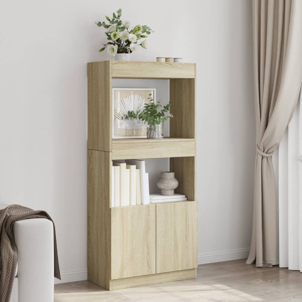 Visoka komoda boja hrasta 63x33x140 cm od konstruiranog drva
