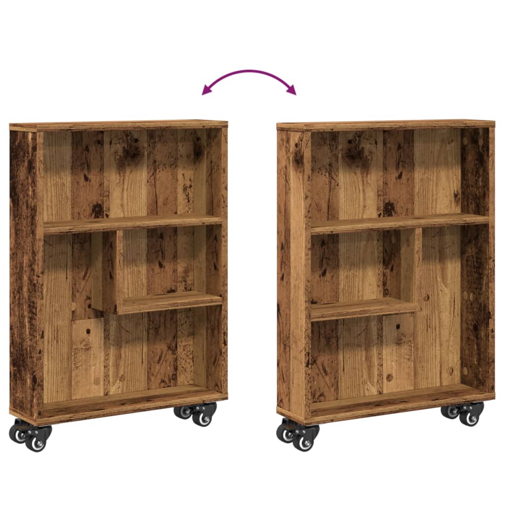 Uska kolica za pohranu boja drva 48x13x68 cm konstruirano drvo