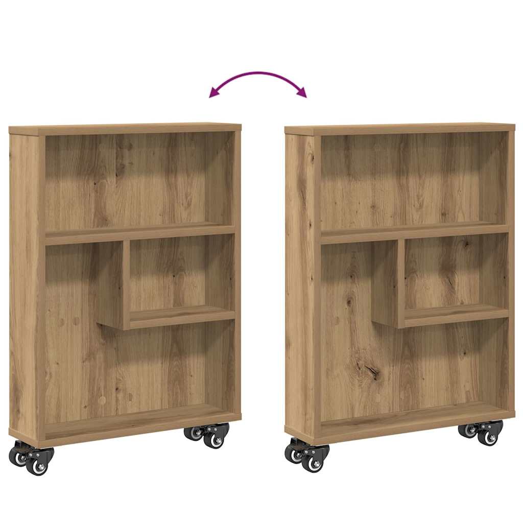 Uska kolica za pohranu boja hrasta 48x13x68cm konstruirano drvo