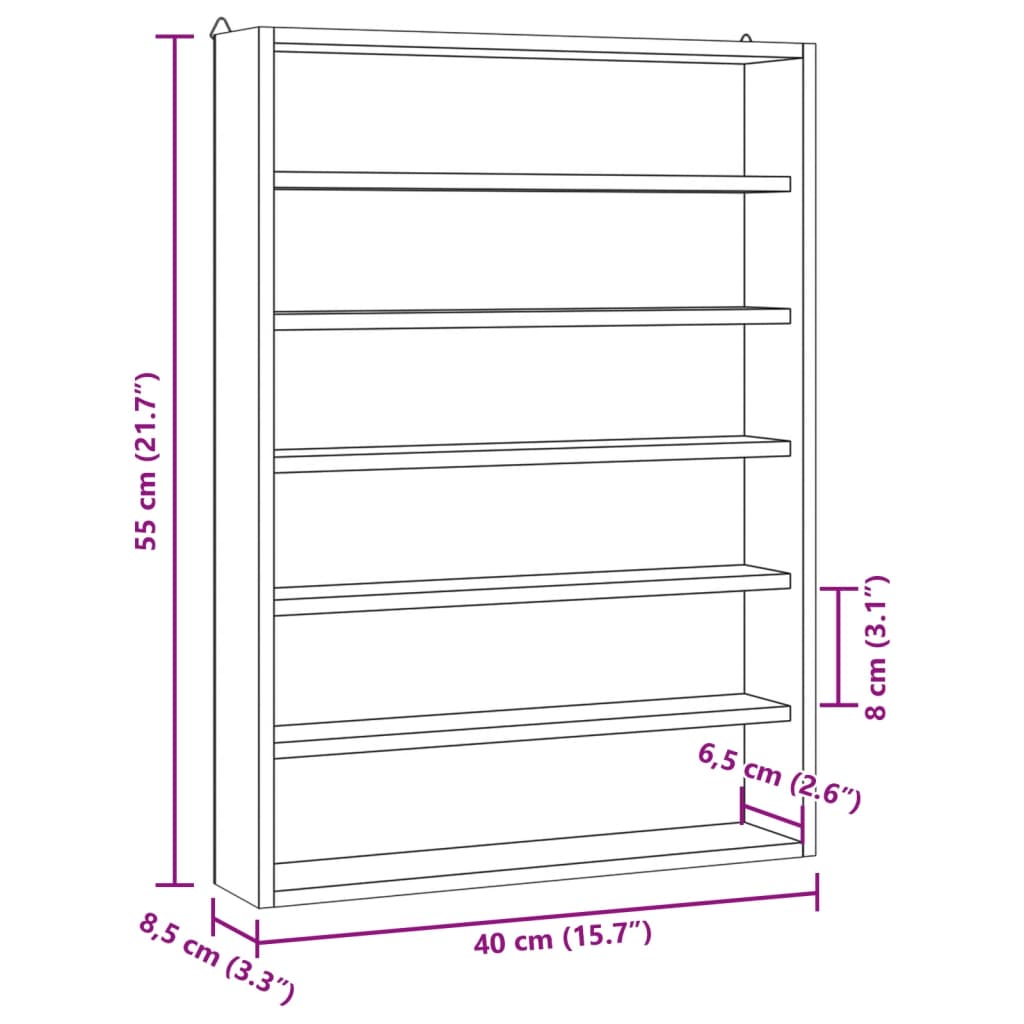 Drvena kolekcionarska vitrina sa 6 polica 40x8,5x55 cm