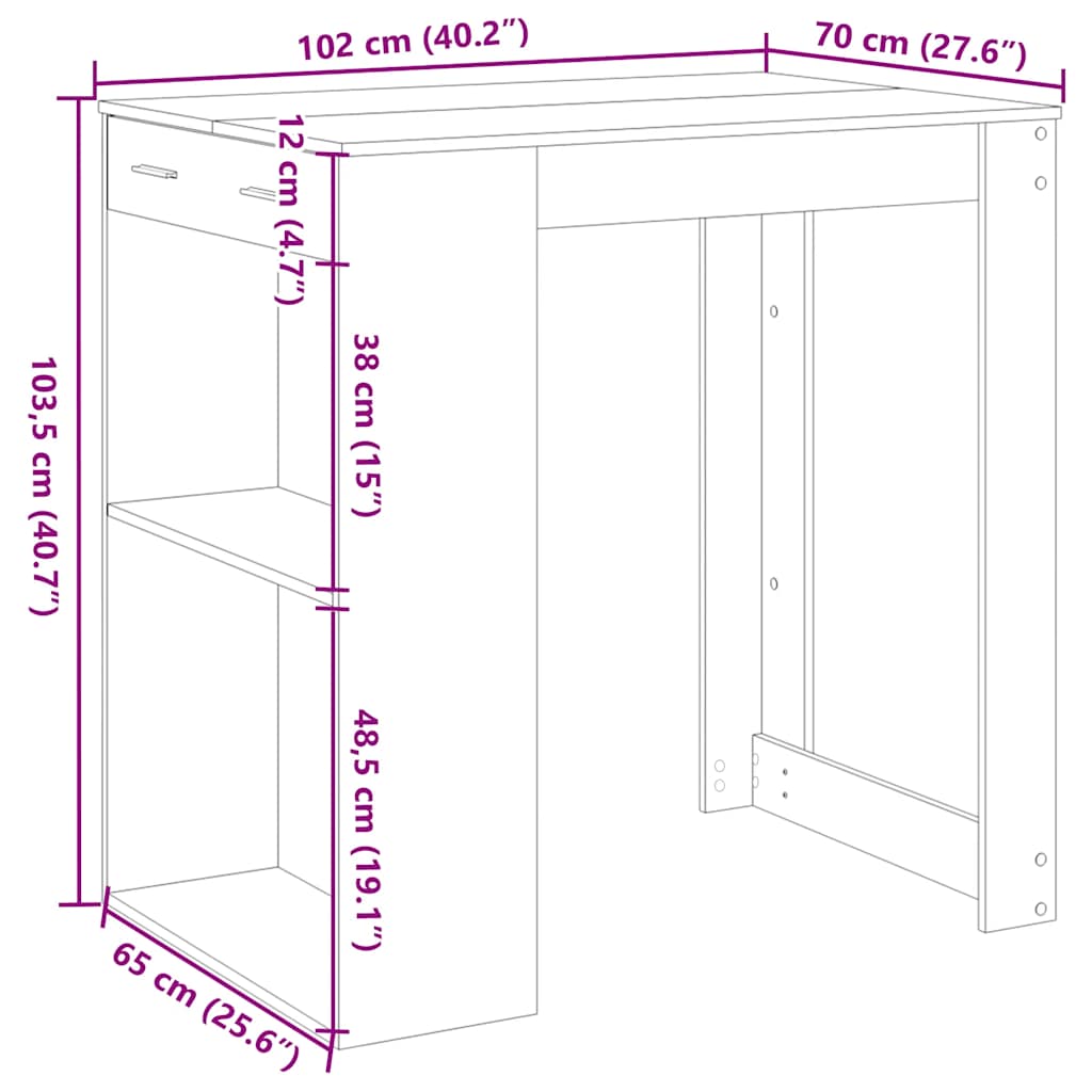 Barski stol bijeli 102 x 70 x 103,5 cm konstruirano drvo