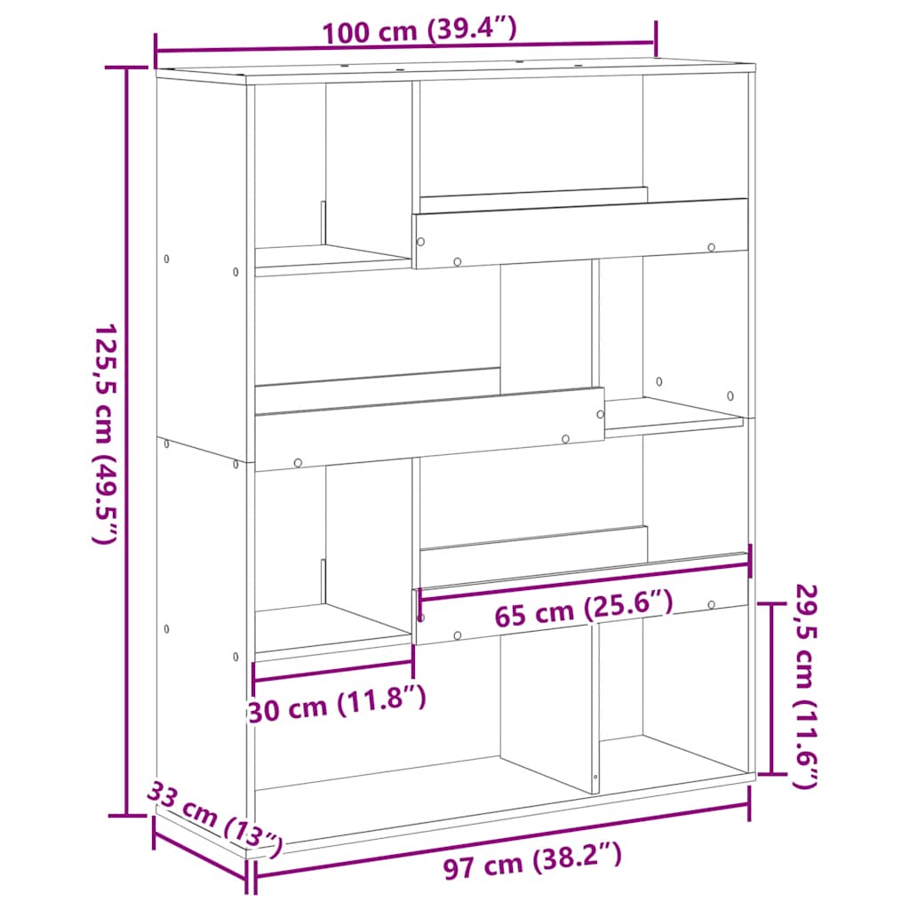 Regal za knjige boja betona 100x33x125,5 cm konstruirano drvo