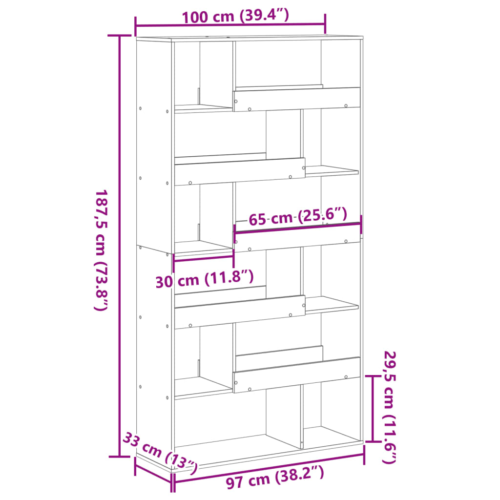 Regal za knjige boja hrasta 100x33x187,5 cm konstruirano drvo