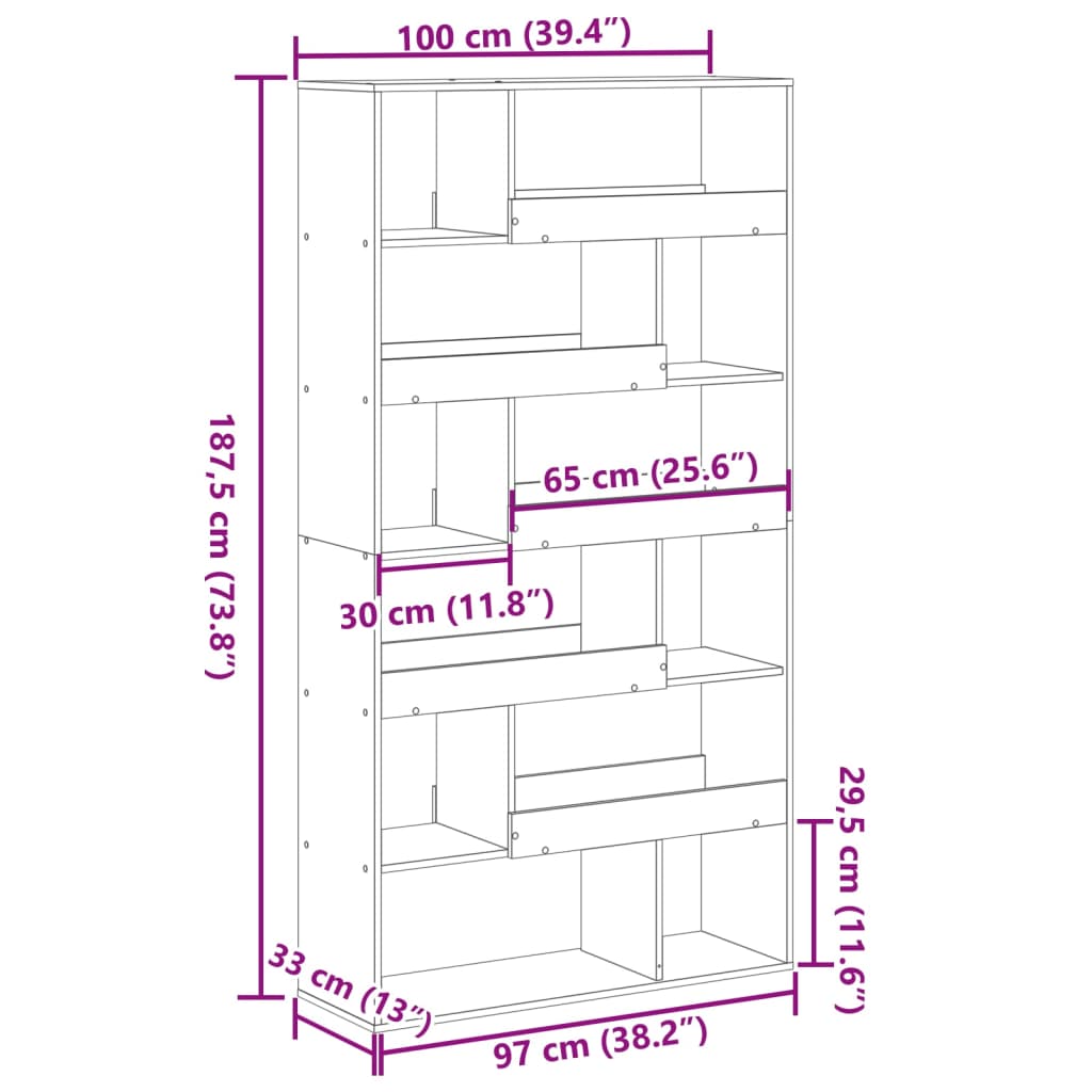 Regal za knjige boja drva 100x33x187,5 cm konstruirano drvo