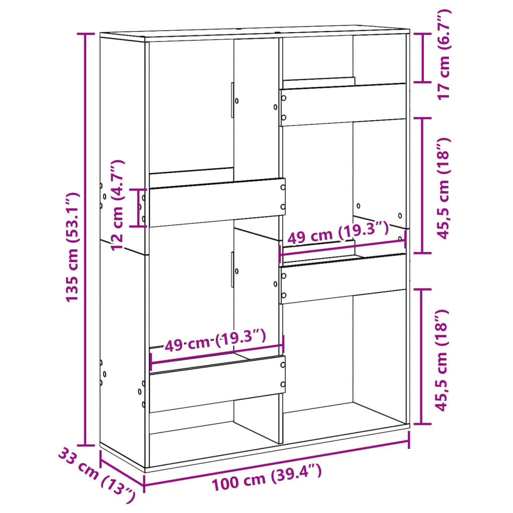 Regal za knjige boja drva 100x33x135 cm konstruirano drvo