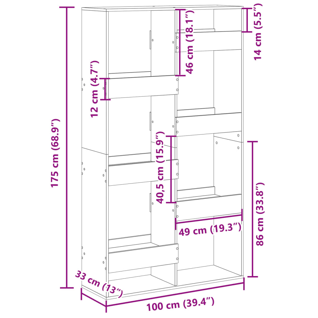 Regal za knjige bijeli 100x33x175 cm od konstruiranog drva