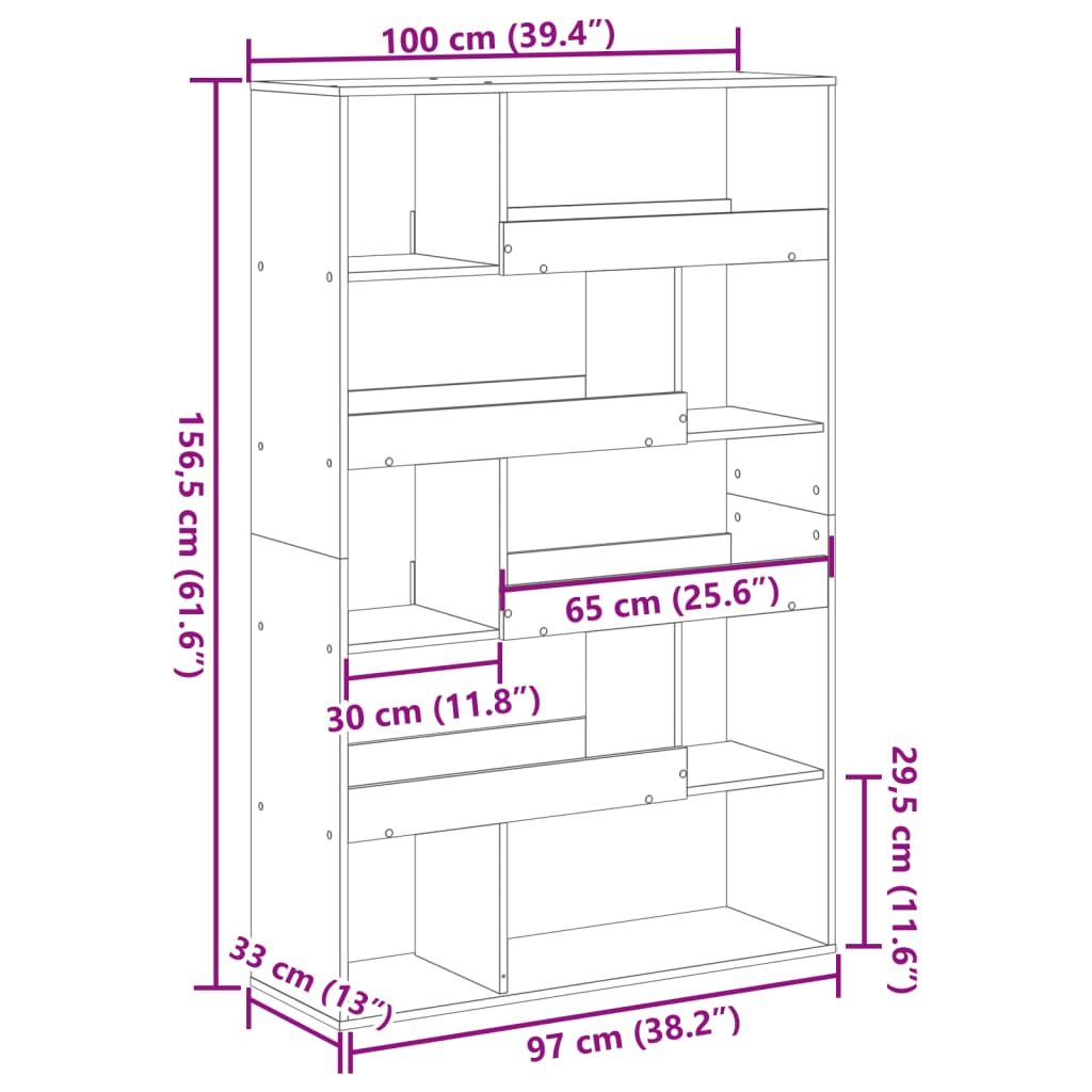 Sobna pregrada boja hrasta 100x33x156,5 cm konstruirano drvo