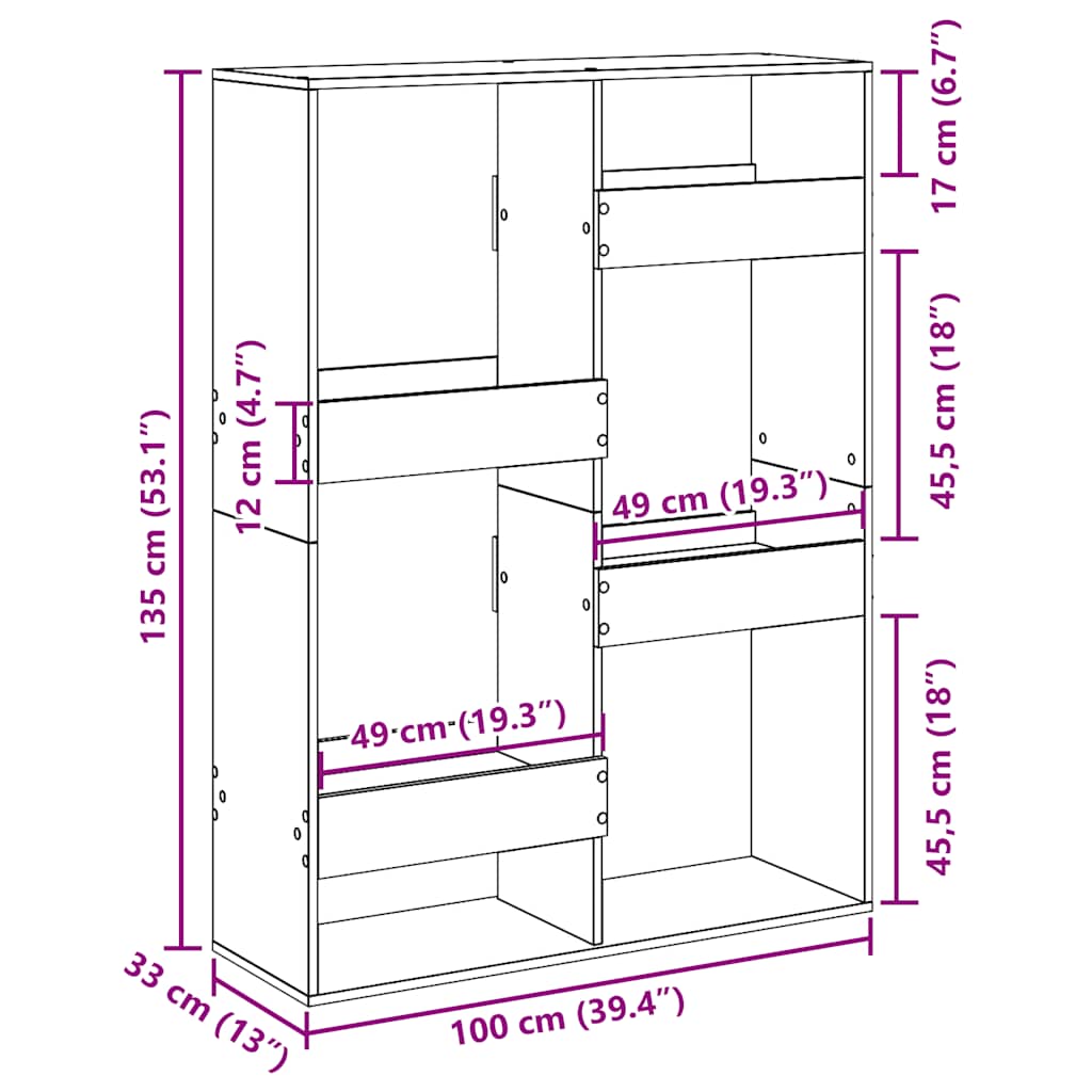 Sobna pregrada crna 100 x 33 x 135 cm konstruirano drvo