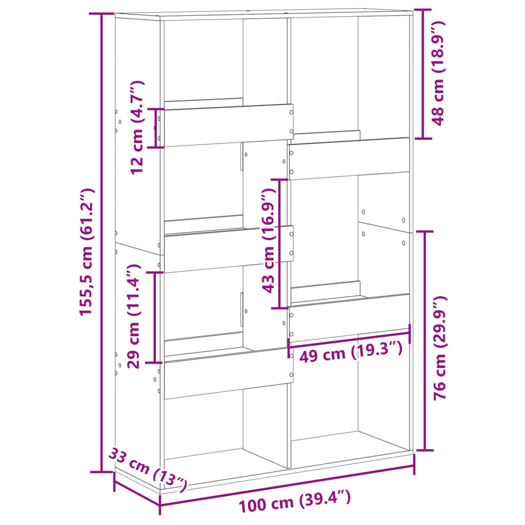 Sobna pregrada bijela 100x33x155,5 cm konstruirano drvo