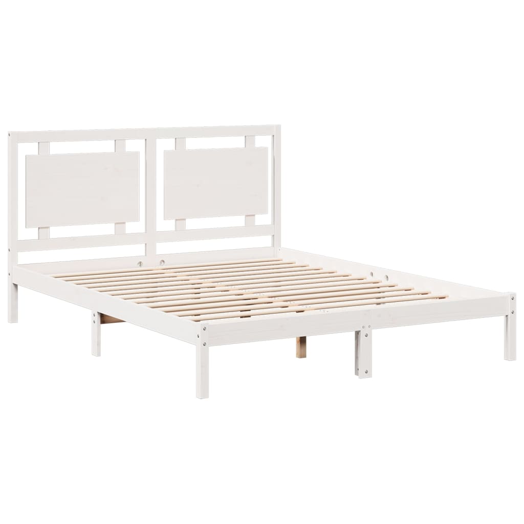 Dugi okvir kreveta bez madraca bijeli 160 x 210 cm masivno drvo