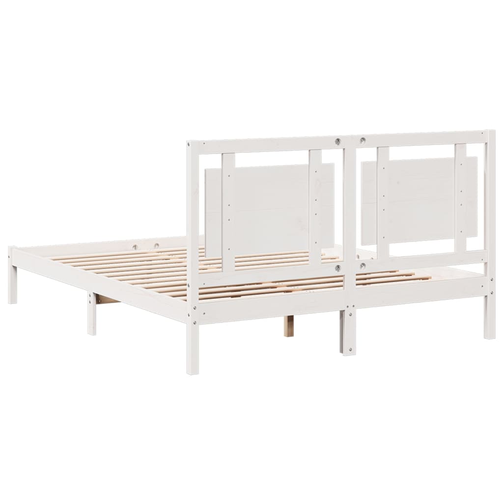 Dugi okvir kreveta bez madraca bijeli 160 x 210 cm masivno drvo