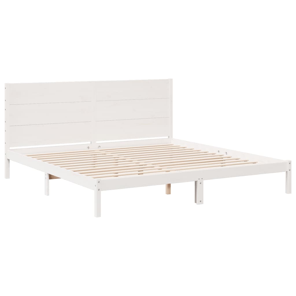 Dugi okvir kreveta bez madraca bijeli 200 x 210 cm masivno drvo