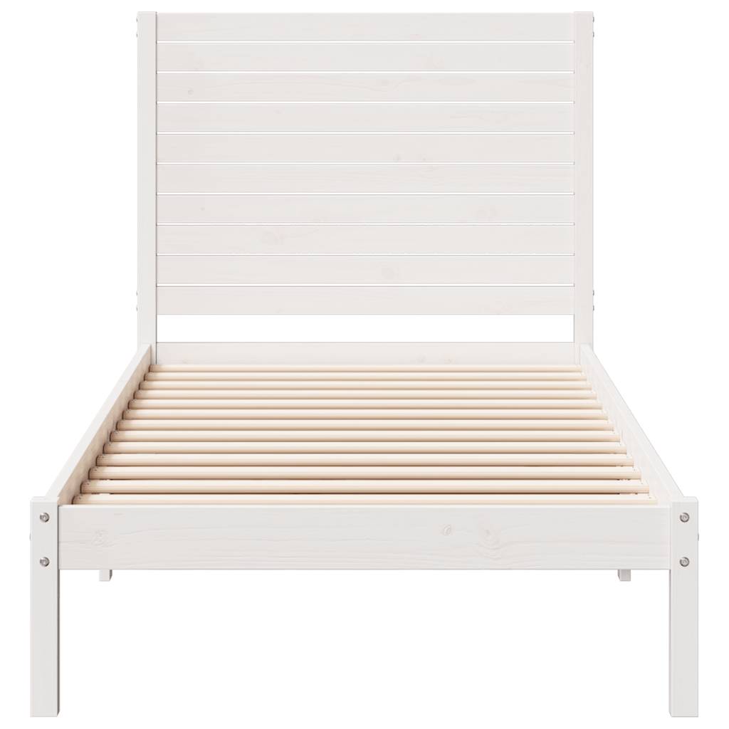 Dugi okvir kreveta bez madraca bijeli 90 x 210 cm masivno drvo