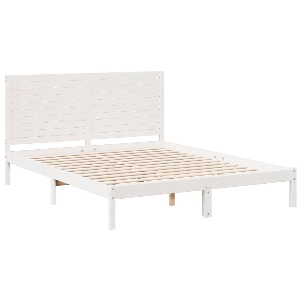 Dugi okvir kreveta bez madraca bijeli 160 x 210 cm masivno drvo