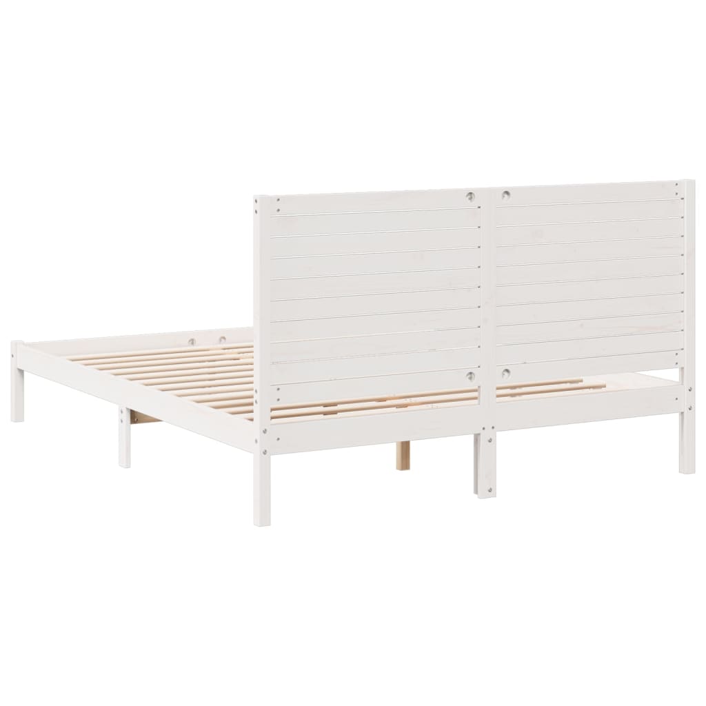 Dugi okvir kreveta bez madraca bijeli 160 x 210 cm masivno drvo