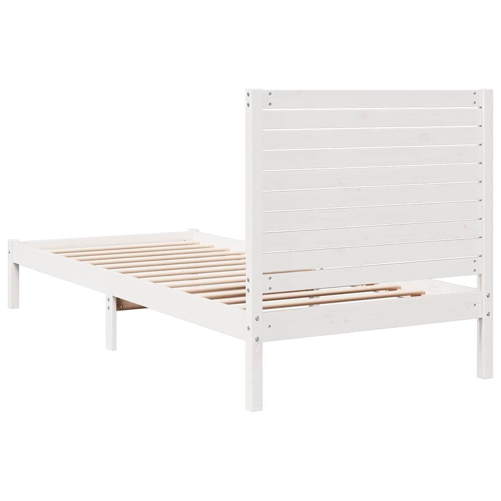 Dugi okvir kreveta bez madraca bijeli 90 x 220 cm masivno drvo