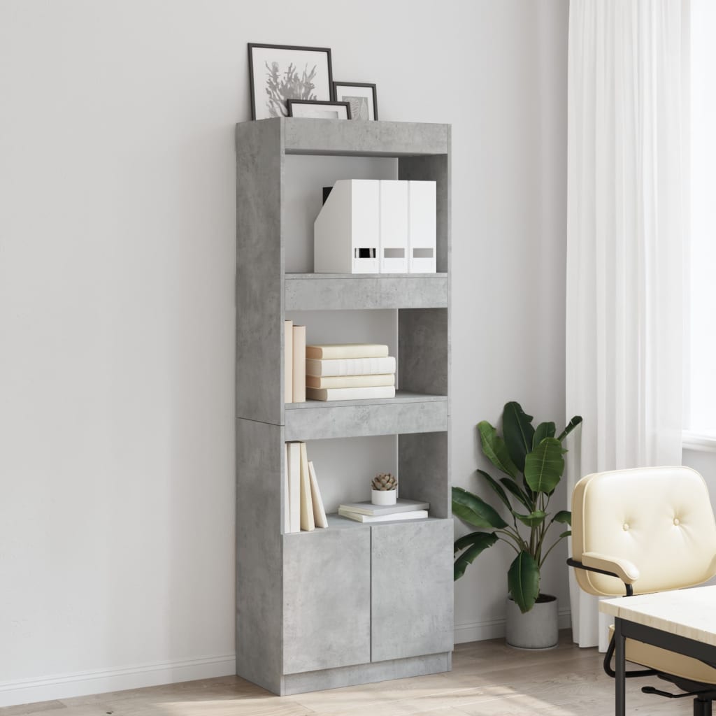 Visoka komoda siva boja betona 63x33x180 cm konstruirano drvo
