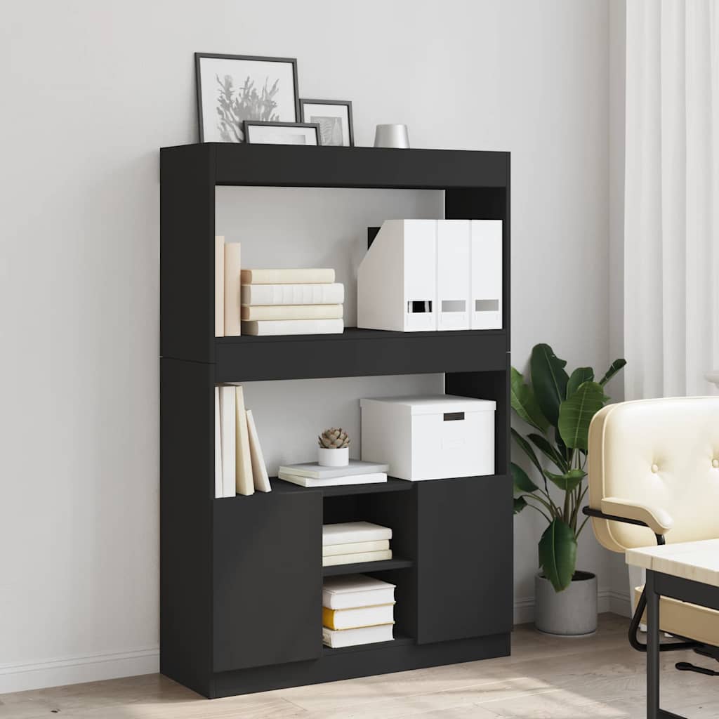 Visoka komoda crna 92 x 33 x 140 cm od konstruiranog drva