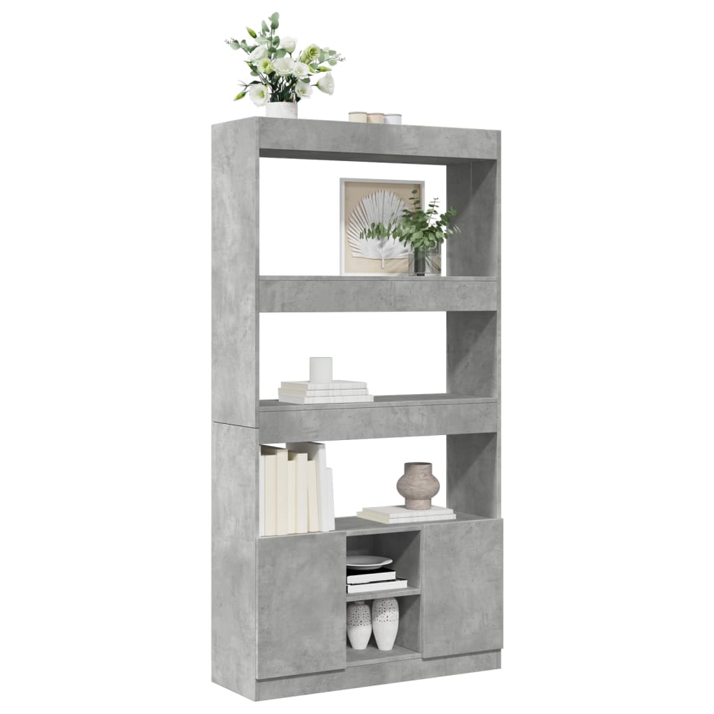 Visoka komoda siva boja betona 92x33x180 cm konstruirano drvo