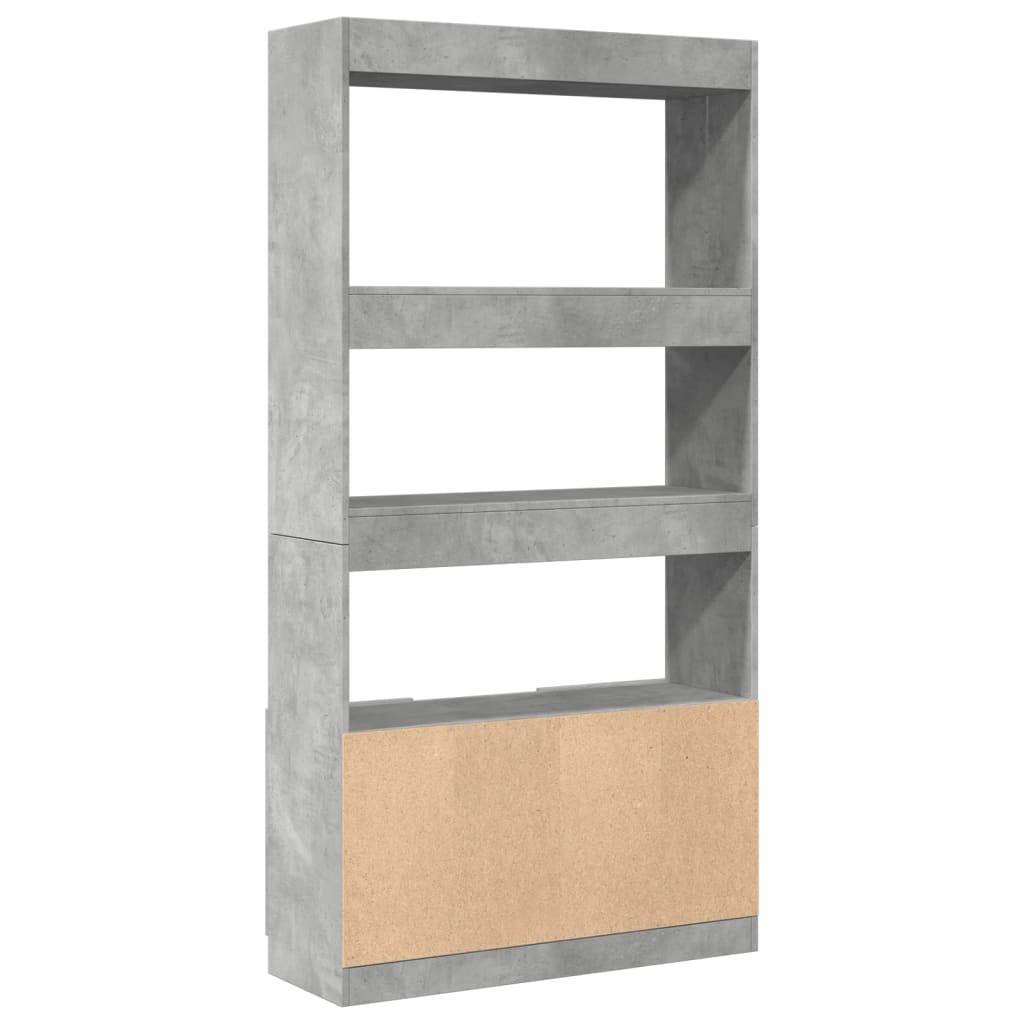 Visoka komoda siva boja betona 92x33x180 cm konstruirano drvo