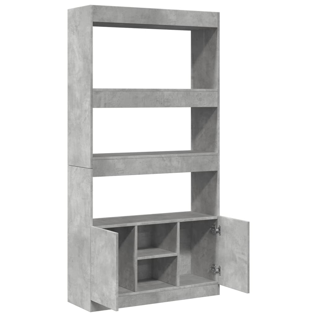 Visoka komoda siva boja betona 92x33x180 cm konstruirano drvo