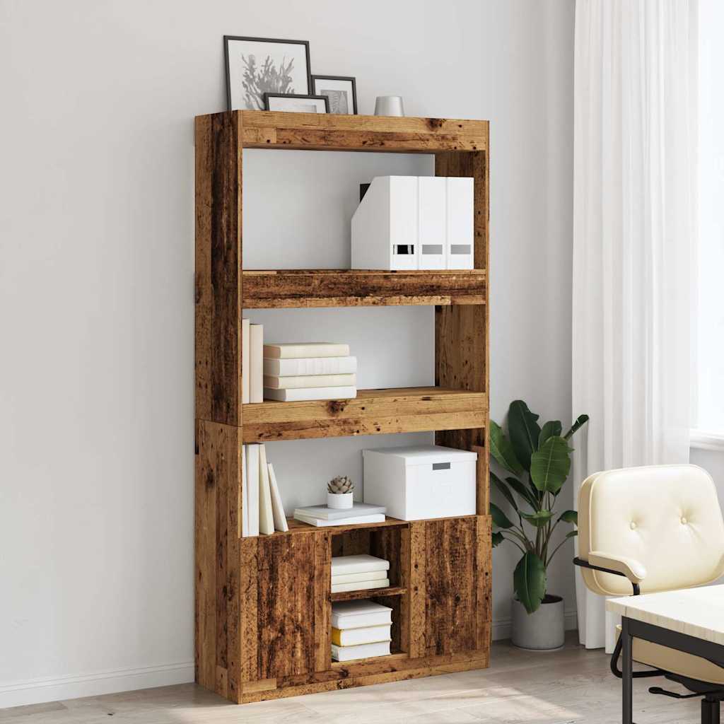 Visoka komoda boja staro drvo 92x33x180 cm konstruirano drvo