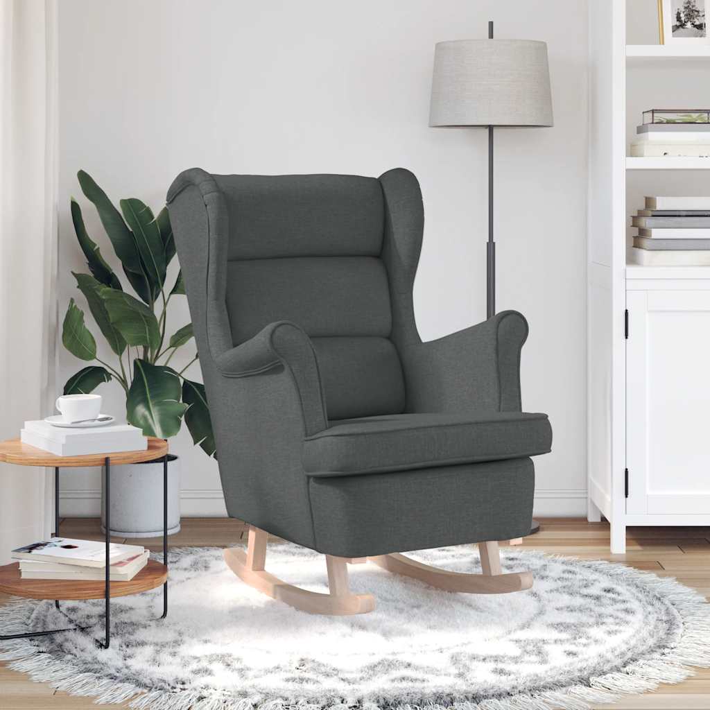 Stolica za ljuljanje 74x90x102 cm od tkanine tamnosiva