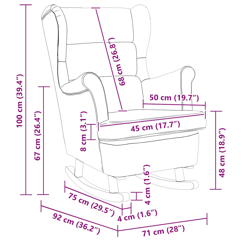 Stolica za ljuljanje 74x90x102 cm od tkanine traper-plava
